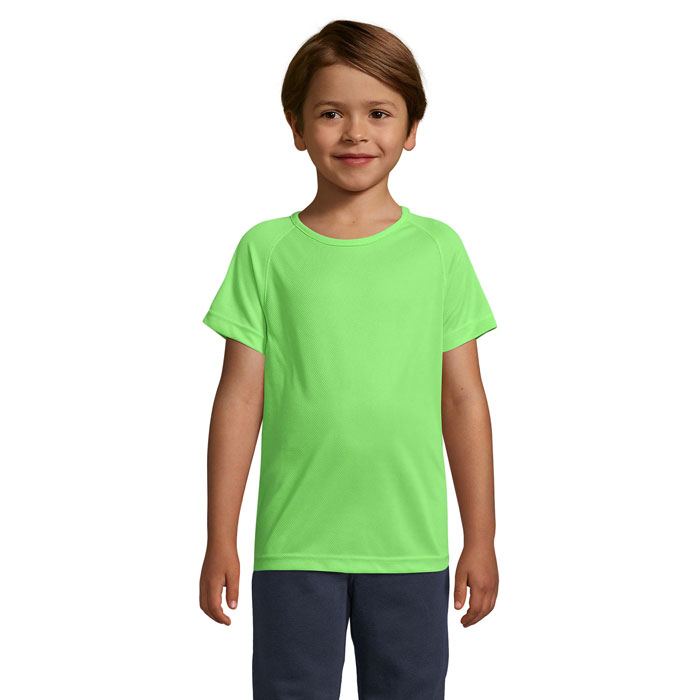 Tshirt enfant respirant publicitaire polyester 140g - SPORTY vert fluo 1